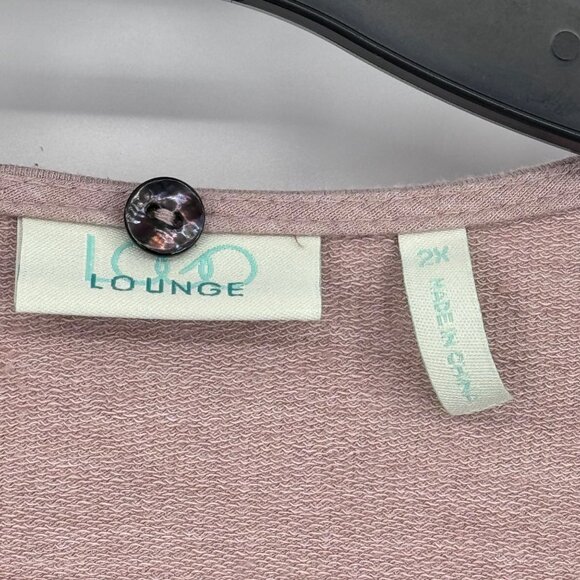 LOGO Lounge Color Block Open Front knit Cardigan Pockets size 2x - Picture 9 of 12